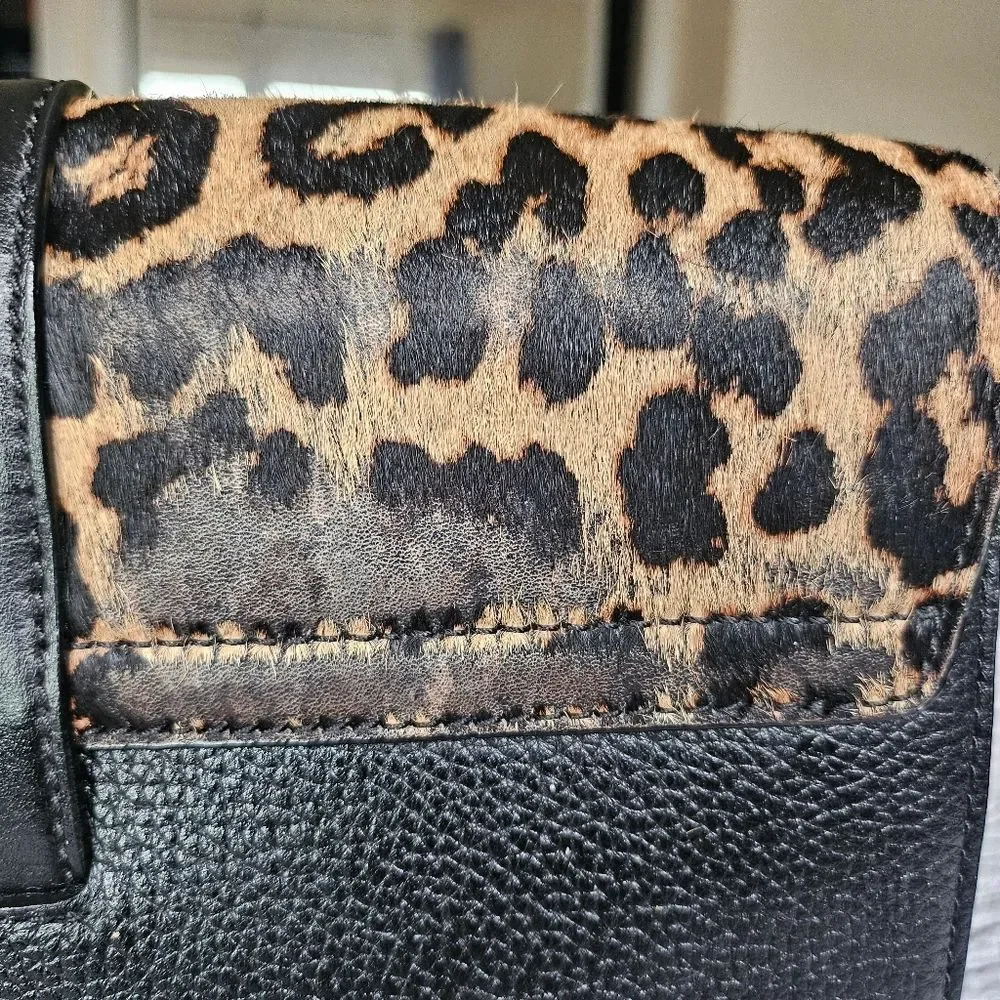 GUC Kate Spade Havana Parchment Drive Calf Hair Leopard Black Crossbody Bag